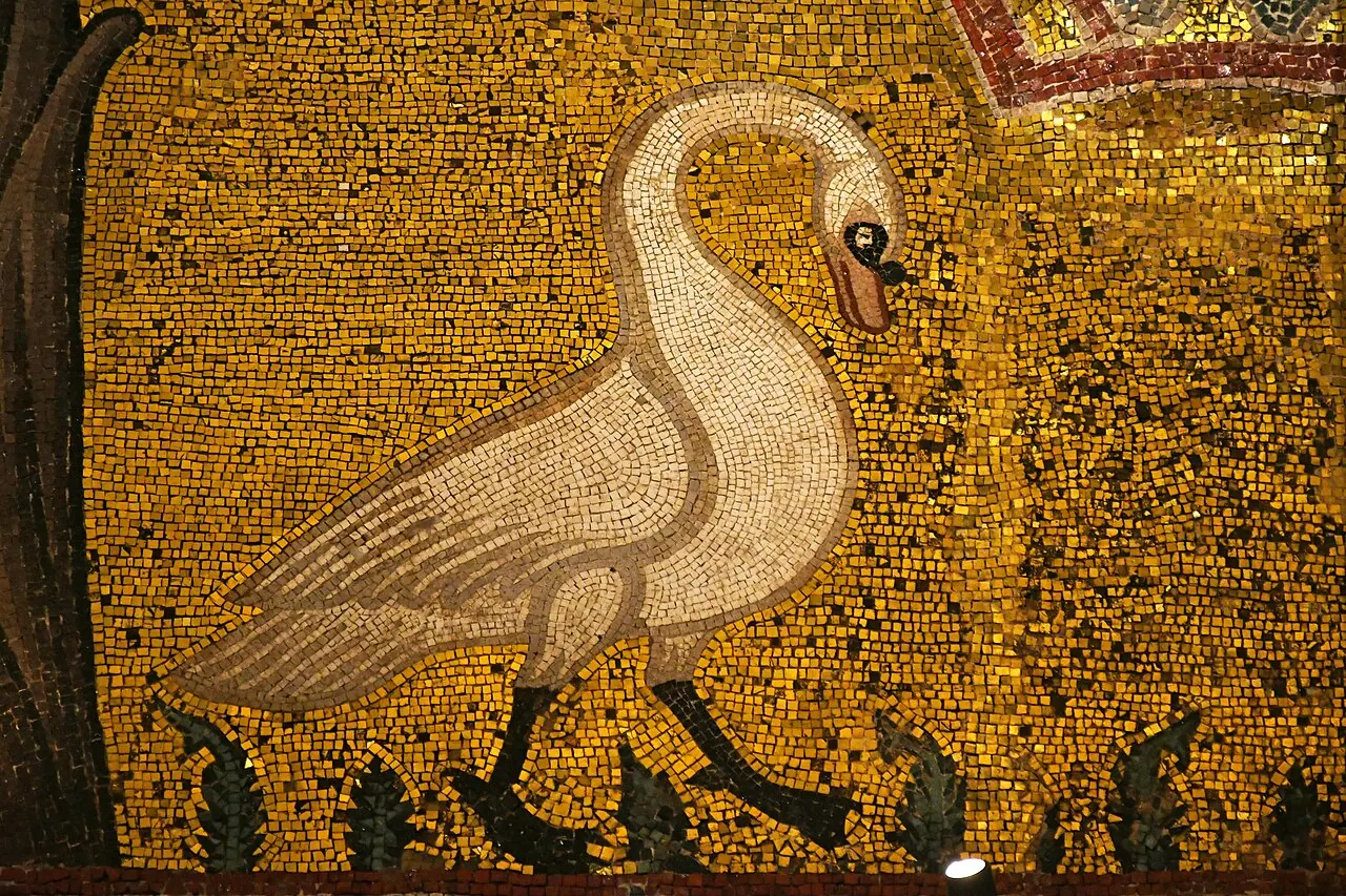 Il mosaico con il cigno nella Sala di Ruggero al Palazzo dei Normanni