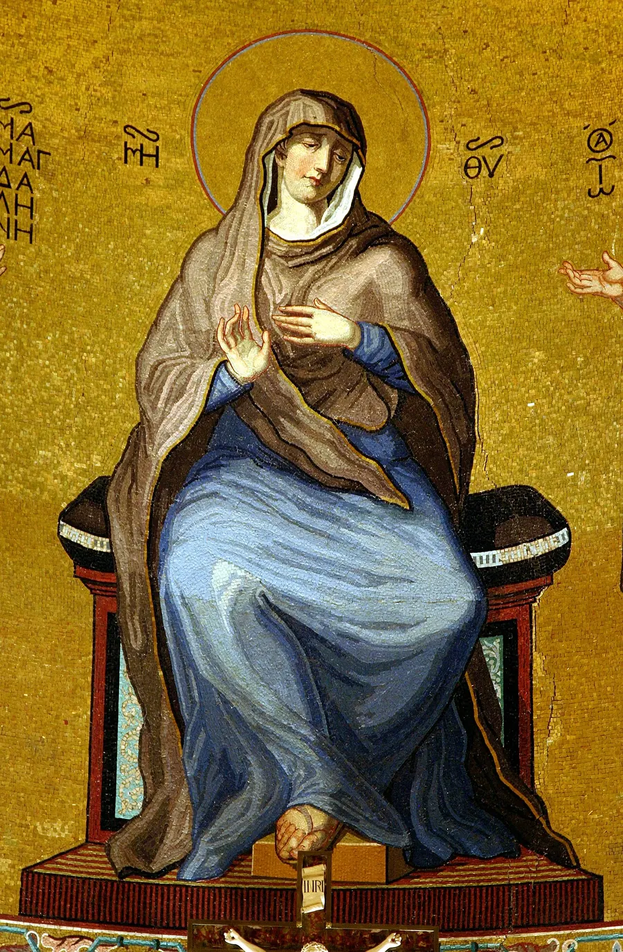 La Vergine in trono su fondo d'oro, mosaico della Cappella Palatina