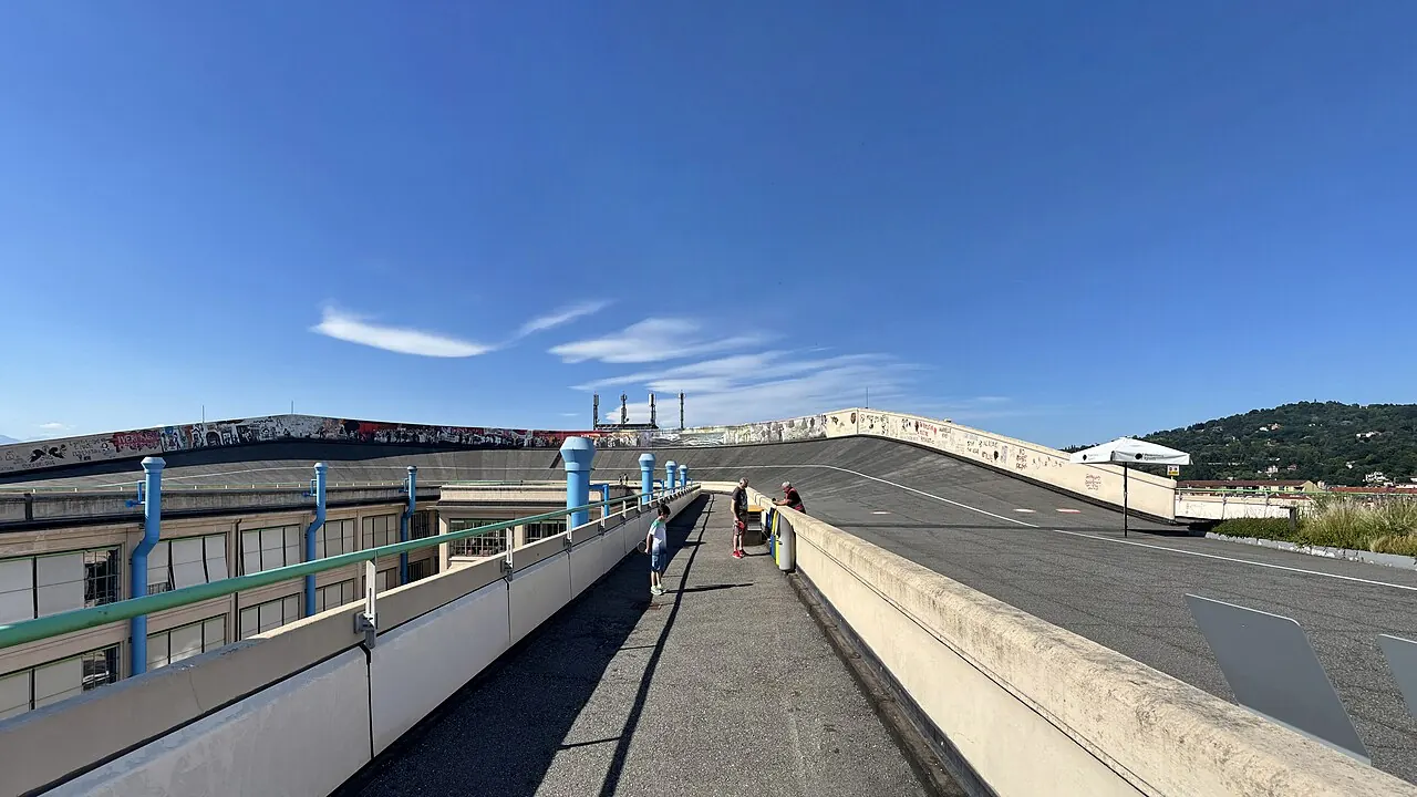 La pista di prova sul tetto del Lingotto a Torino